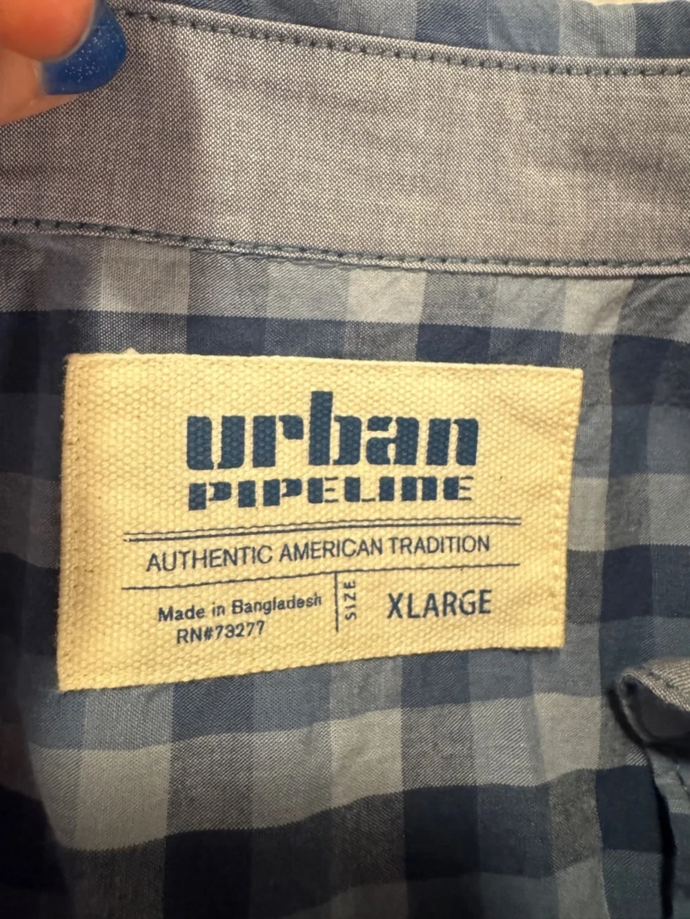 Urban pipeline Light and Navy Blue Plaid Button-Down Shirt